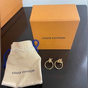 Authentic gold LV hoop earrings- comes with dust bag and box